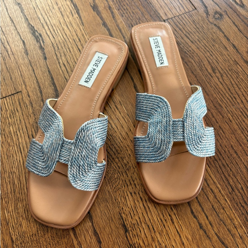 Steve Madden Women's Hadyn Blue Slide Sandals 7.5